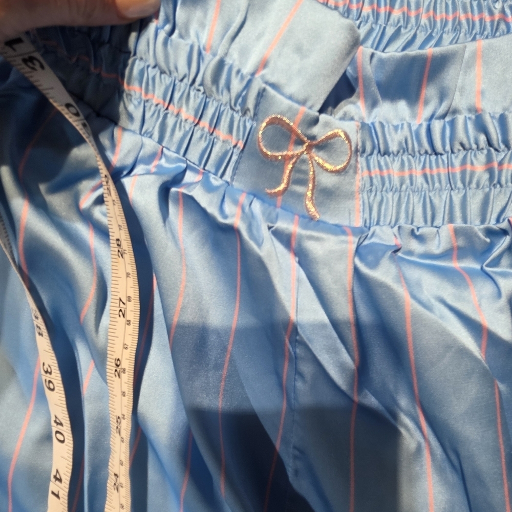 Fantastic Fawn New In Poly Bag Pink Blue Striped Pants Size S Waist 17 Waist - Picture 7 of 8